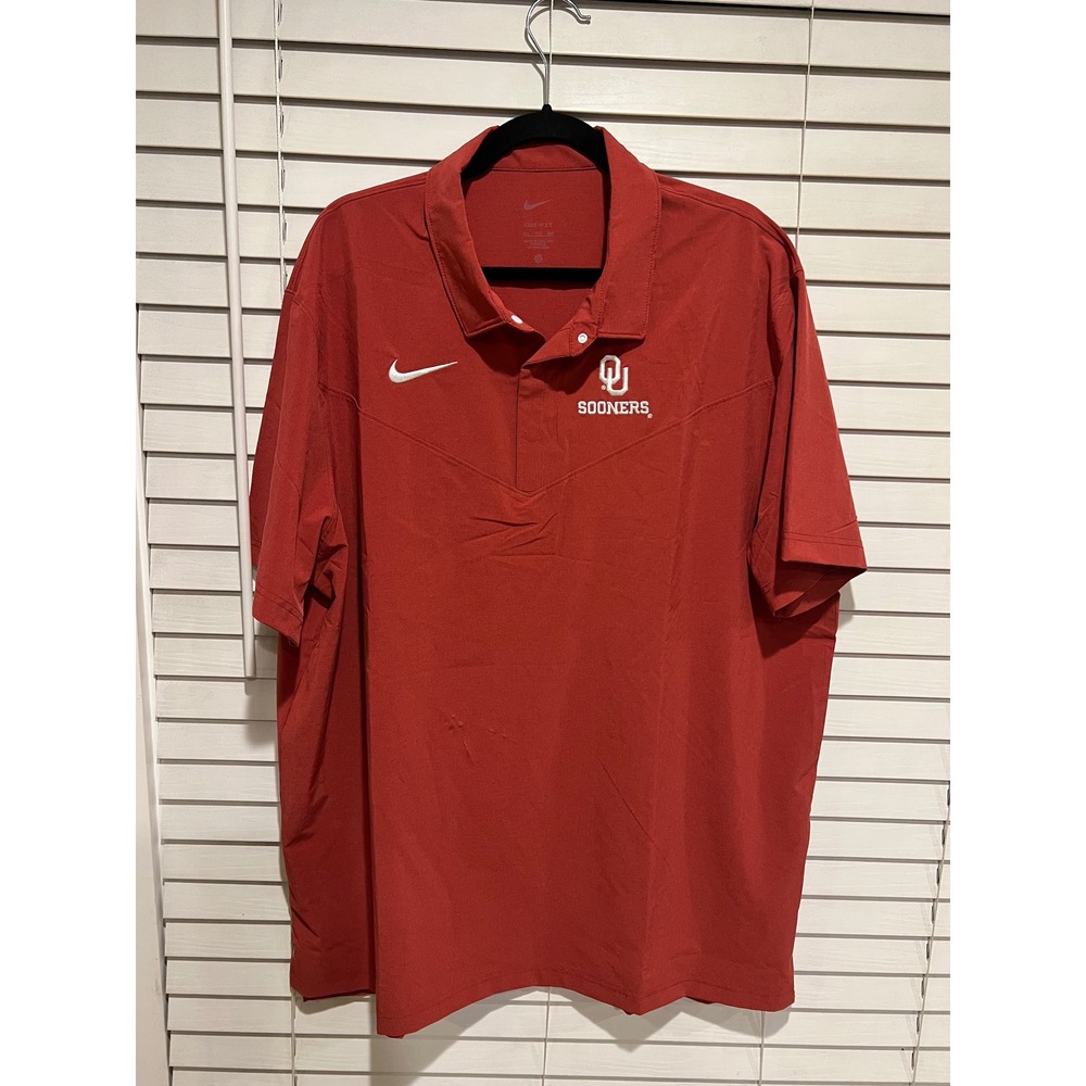 Nike Dri-FIT Oklahoma Sooners On Field Polo Shirt Mens 2XL Extra Extra Large Red